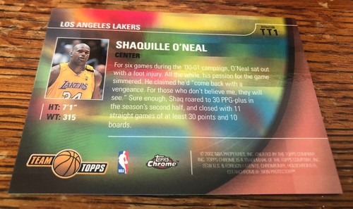 2001/02 Shaquille O’Neal Team Topps Chrome Refractor GEM - Picture 2 of 2