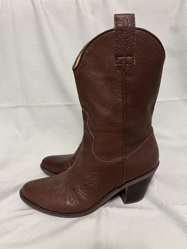 GUESS Brown Leather Western Boots Womens 7.5 - Picture 2 of 9
