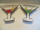 Frisa Martini Cocktail Glass Shaped Snack Bowl, Ceramic - Set of 2