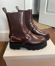 Sandro Women's Helen Buckled Chelsea Booties Brown Size 38