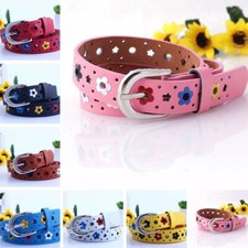 Tiny Flowers Buckle Leather Childrens Belt Hippie Daisy Floral Pattern Waistband
