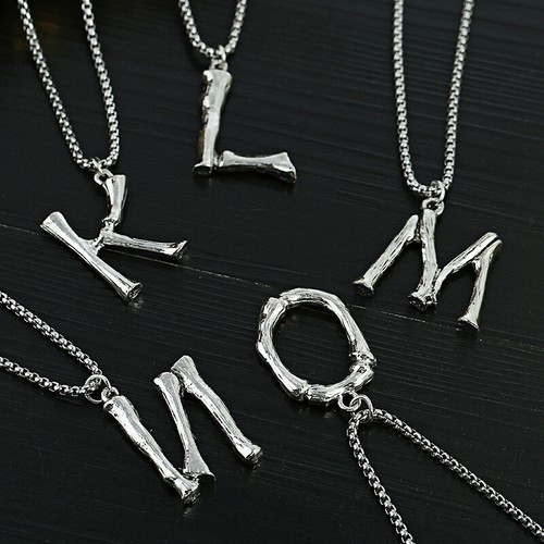 Mens Womens Initial A-Z Letter Pendant Necklace Stainless Steel Box Chain 24" - 第 3/32 張圖片