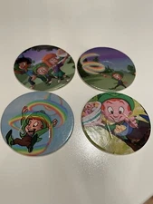 Lot/Set Of 4 Vintage Lucky Charms Cereal POGS 1-4 1995 General Mills - Free Ship