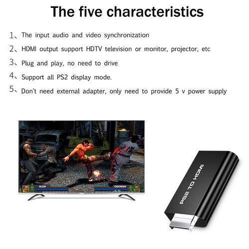 Adaptador convertidor de video PS2 a HDMI 1080P con salida de audio de 3,5 mm monitor HDTV - Imagen 4 de 9