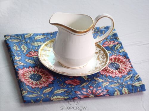 Assorted Hand Block Floral Print Napkins 100 % Cotton Dinner Table Cloth Napkins - Picture 7 of 8
