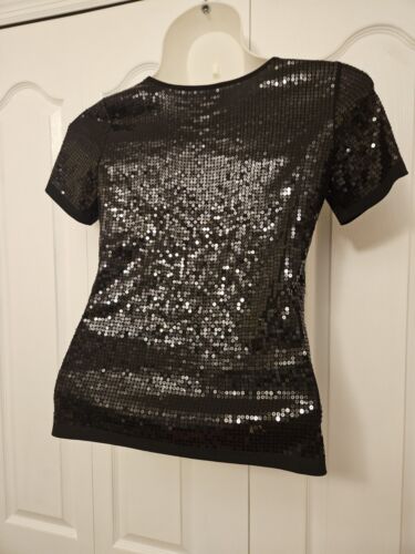 Joan Rivers Black Sequin Pull Over Top Evening Wear Size Small - Picture 3 of 9