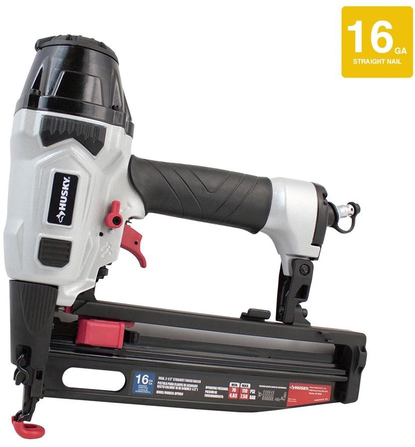 Husky Pneumatic Air Nailer 16-Gauge Anti-Dust Cap Adjustable Exhaust Port Husky Pneumatic Air Nailer 16-Gauge Anti-Dust Cap Adjustable Exhaust Port