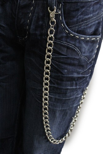 Men Silver Metal Wallet Chain Link Long Strand Biker Jeans Loop Clasp Punk Rock  - Picture 2 of 9