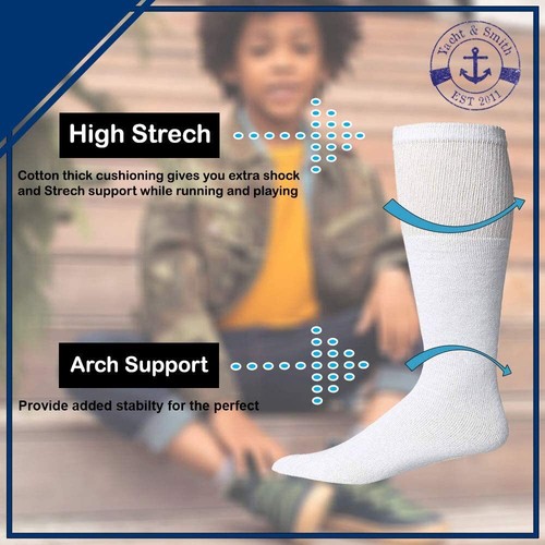 240 PK of Kids Premium Cotton Crew Socks White 6-8 - Boys Crew Sock - Picture 3 of 7