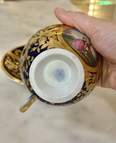 Antique Germany SPM Cobalt Cup &Saucer From 1855 Portrait - Picture 6 of 8