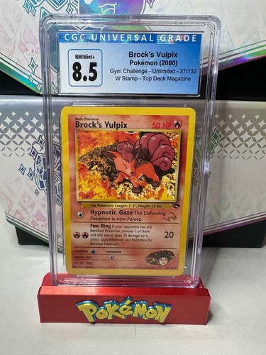 Brock's Vulpix CGC 8.5 NM/Mint+ [W Stamp] #37 Pokemon Gym Challenge - Unlimited - Picture 1 of 2