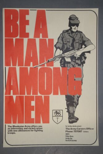 SUPERBE RÉPLIQUE AFFICHE DE RECRUTEMENT DE L'ARMÉE RHODÉSIENNE UDI BUSH WARS RHODÉSIE - Photo 1/1