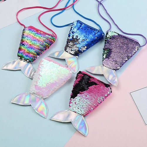 Creative Reversible Mermaid Tail Shining Sequin Coin Purse Girl Bag Wallet Pouch - Picture 2 of 17