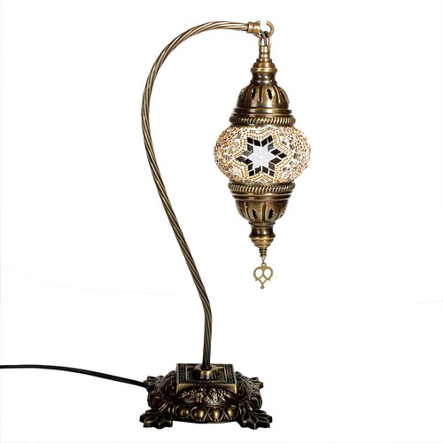 Handmade Swan Neck Mosaic Table Lamp Turkish Moroccan Colorful Tiffany Glass - Picture 24 of 45