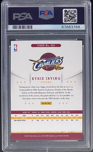2012 Panini Hoops Kyrie Irving #223 PSA 9 Mint Rookie Card - Picture 2 of 2