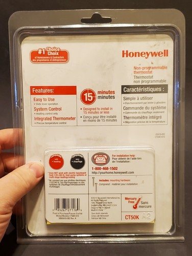 Honeywell Heat Only CT50K Non-Programmable Thermostat New - Picture 2 of 2