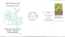 1971-CANADA FDC-1 STAMP-6c-SPRING-1er jour d émission