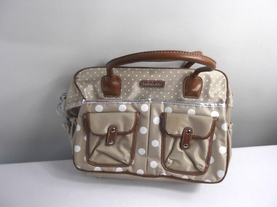 bebe-jou 310039 Wickeltasche in gepunktete Naturfarben und mit passender Wickelunterlage beige