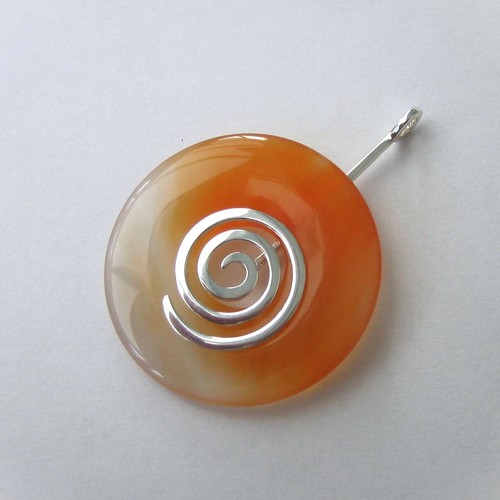 Donuthalter Spirale 925 Silber mit 40 mm Karneol Donut