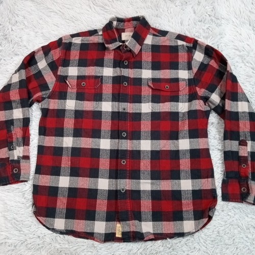 Jachs Mens Shirt Black Red L Button Up Flannel Plaid Pocket Outdoors Chore - Picture 1 of 10