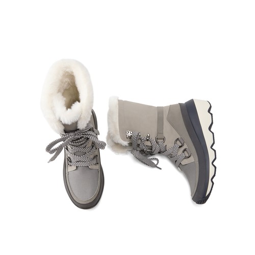 Women's Insulated Fur-Lined Winter Snow Boots Lace-Up Warm Ski Boots - Picture 12 of 20