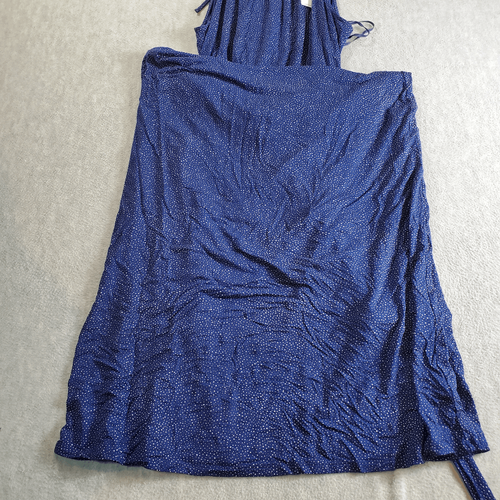 Gap Dress Womens Medium Blue Polka Dot Fit & Flare Spaghetti Straps Drawstring - Picture 7 of 10