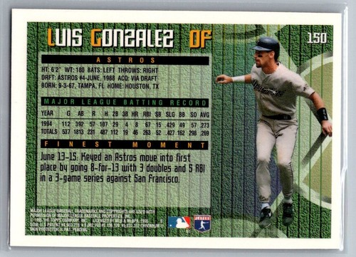 1995 Topps Finest Luiz Gonzalez #150 - Picture 2 of 2