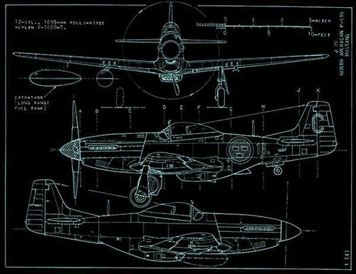 North American P-51D Mustang - Blueprint Magnet - Picture 2 of 5