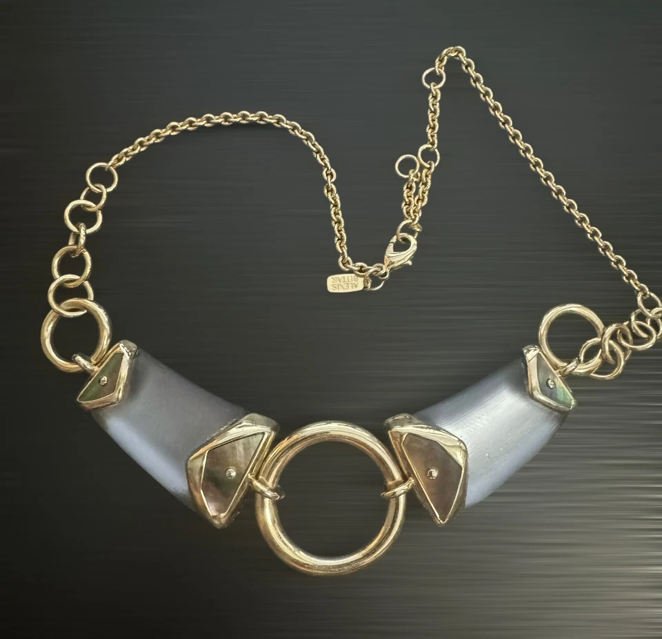 ALEXIS BITTAR GARGANTILLA/COLLAR LUCITE AZUL ESMERILADO TONO DORADO Foto 2 de 4