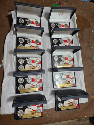 1999-2008 50 State Quarter Proof collection in Mahogeny Box, Uncirulated - Picture 3 of 9