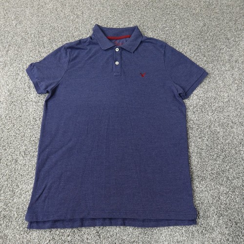 American Eagle Poloshirt Herren Large blau rot Golf Rugby adrett Freizeit Baumwolle