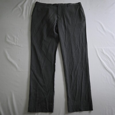 Pn12 by Zanella 40x34 Gray Stretch Wool Italy Made Straight Mens Dress Pants