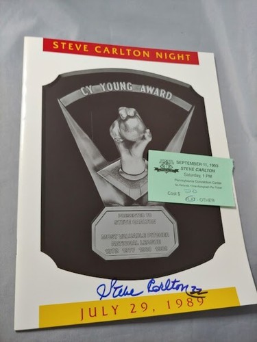 Steve Carlton Night Cy Young Award Program 1989 Autographed signed + signing tic - Picture 12 of 12