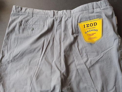 Izod Sportflex Waist Gray Plain Front Shorts 0-4 Chino 100% Cotton Twill Size 50 - Picture 13 of 17