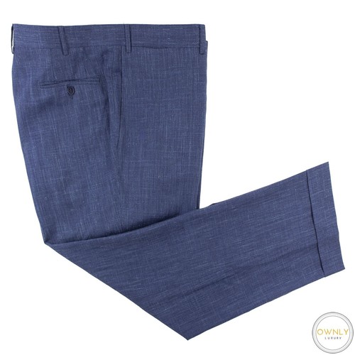 AKTUELLE Canali 1934 Anzughose blau Wolle Seide Leinen statisch vorne flach 45 W - Bild 1 von 9