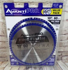 Avanti PRO Fine Finish Circular Saw Blade Wood Cutting 10 inch x 60 Tooth 2 Pack