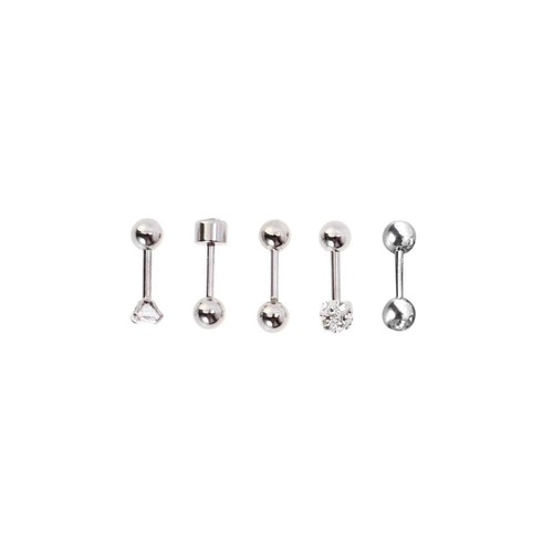 5 Pairs Piercing Earrings Set Barbell Earring Set Round Ear Studs