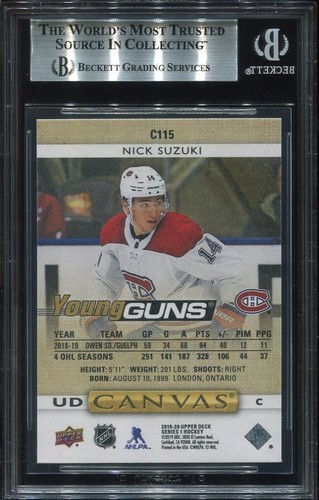 NICK SUZUKI signed auto 2019 UD YOUNG GUNS CANVAS ROOKIE CARD RC YG BECKETT BAS - Picture 2 of 2