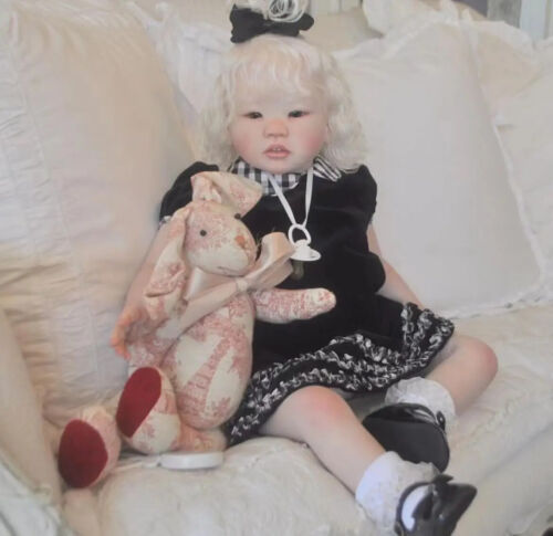 29" Painted Reborn Baby Doll Kit Toddler Girl Hand-Rooted White Hair Amaya Dolls - Picture 9 of 10