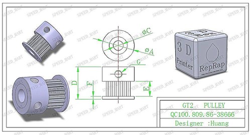 RepRap 2X GT2 15T 5mm Bore Pulleys & 610-2GT Timing Belt Prusa Mendel 3D Printe - Picture 6 of 6