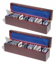 2 Storage Boxes for Certified Graded NGC PCGS Coin Slabs Wood Christmas Gift New