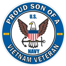 U.S. Navy Proud Son of a Vietnam Veteran Bumper Sticker Military Vinyl Decal 5"