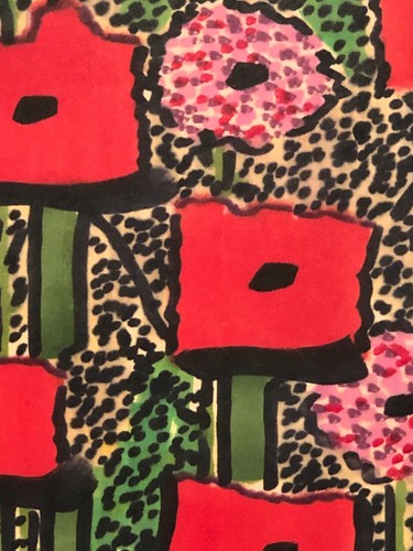 PETERS 1927-2019 NEW YORK CITY ABSTRACT MODERNIST FLOWER MIXED MEDIA DRAWING - Photo 3 sur 12