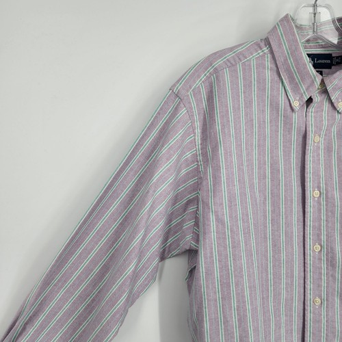 Camisa Ralph Lauren Abotonada Cuello M 16 Lavanda Como Nueva Rayas Algodón Carne Poni - Imagen 4 de 12