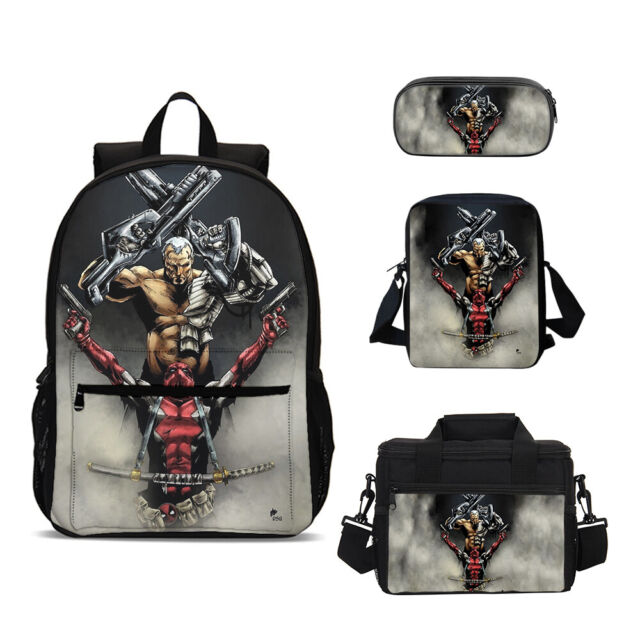 Deadpool Kid School Backpack Shoulder Bag Crossbody Lunch Bag Pencil Case 4PCS#2 Deadpool Kid School Backpack Shoulder Bag Crossbody Lunch Bag Pencil Case 4PCS#2