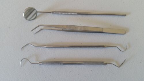 4 PIEZAS JUEGO DENTAL BÁSICO PROFESIONAL KIT ACERO INOXIDABLE NUEVO - Imagen 2 de 2