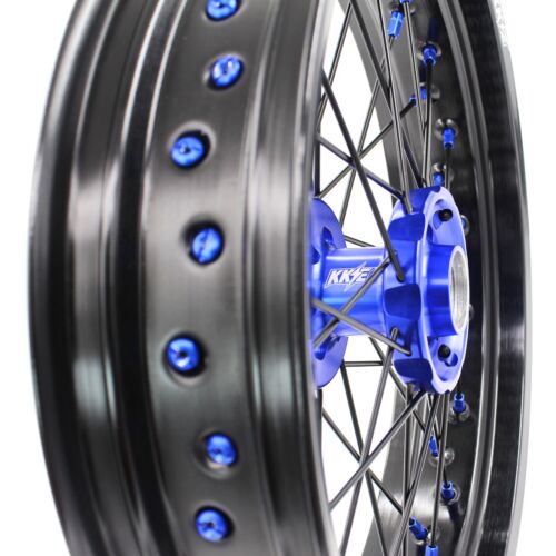 KKE 3.5/4.25 Supermoto Motard Wheels Set For Yamaha YZ250F YZ450F Black Spoke - Picture 10 of 14