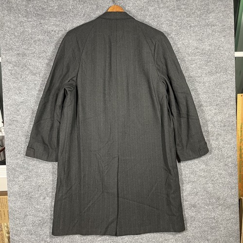 VINTAGE 50s 60s Robicelli Brills Bros Wool Tweed Overcoat Mens 42 L Herringbone - Picture 10 of 18