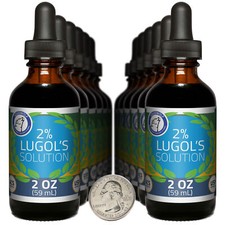 Lugols Solution 2% / 24 Fluid Ounces / 12 Bottles / Dropper Cap Included / USA
