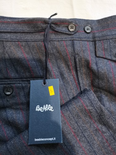 Beable Concept Italy high waist/rise trousers/pants pleated 32/48 cropped